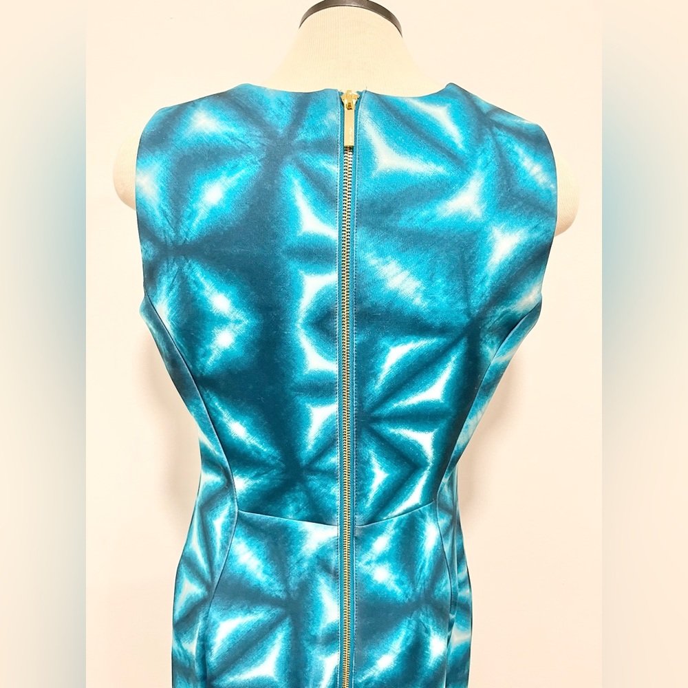 Calvin Klein Blue Geometric Midi Dress Sleeveless Tailored Stretchy size 10 - Picture 5 of 12